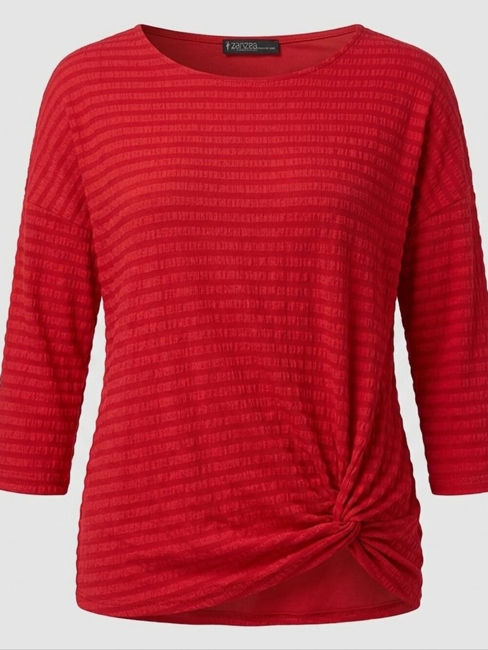Zanzea Plus Size Striped Front-knot Textured Cotton Long Sleeve Blouse Size 5XL